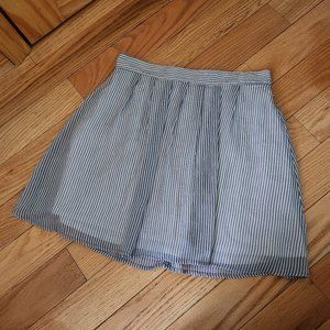 Flowy Grey and White Striped Elastic Waist